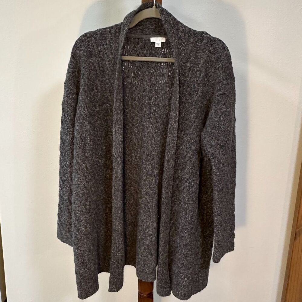 J Jill Cardigan Sweater Womens Small Open Front Knit Gray Lightweight - Picture 1 of 7